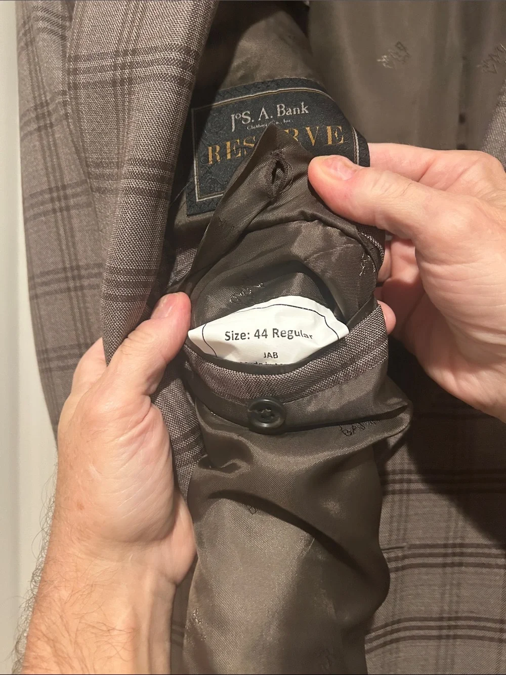 Jos. A. Bank Brown Plaid Sport Coat with Subtle Check